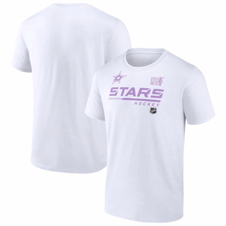 Men's Dallas Stars White NHL Hockey Fights Cancer T-Shirt