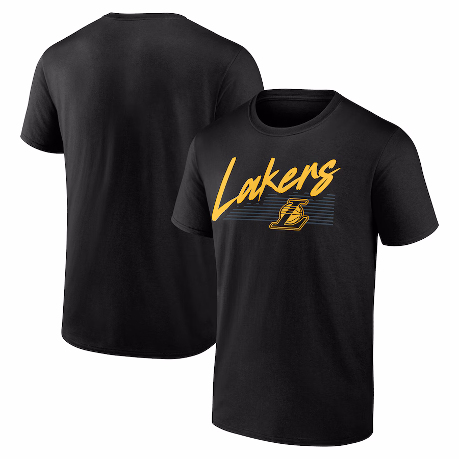 Men's Los Angeles Lakers Black Color Block Slant T-Shirt