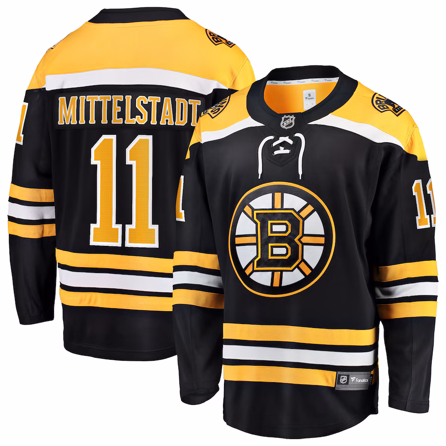 Men's Boston Bruins Casey Mittelstadt Fanatics Black Home Breakaway Jersey