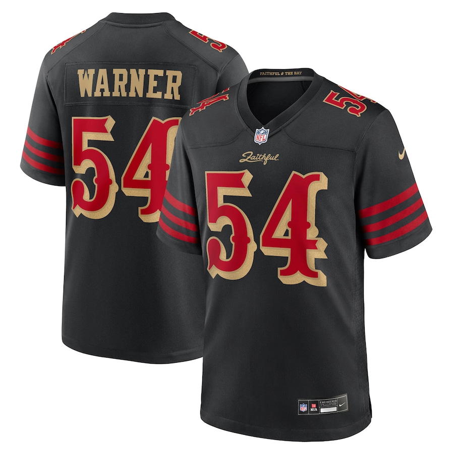 Men's San Francisco 49ers Fred Warner Nike Black 2025 Rivalries Collection Game Jersey