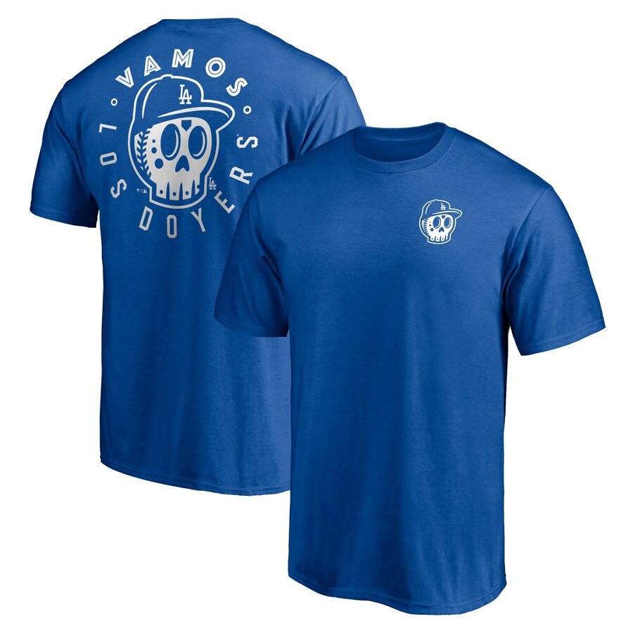 Men's Los Angeles Dodgers Royal Hometown Collection Sugar Skull Los Doyers T-Shirt