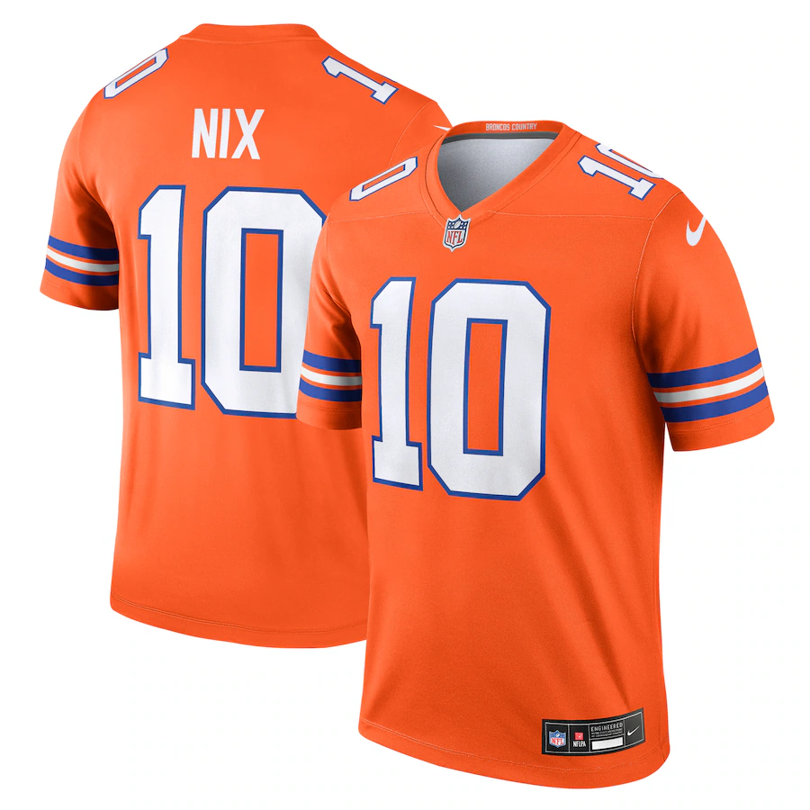 Men's Denver Broncos Bo Nix Nike Orange Legend Player Performance Top
