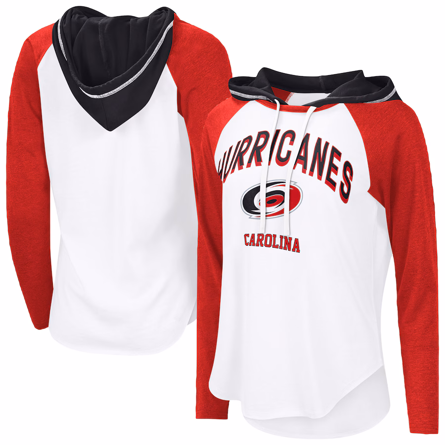 Women's Carolina Hurricanes G-III 4Her by Carl Banks White VIP Raglan Long Sleeve Hoodie T-Shirt