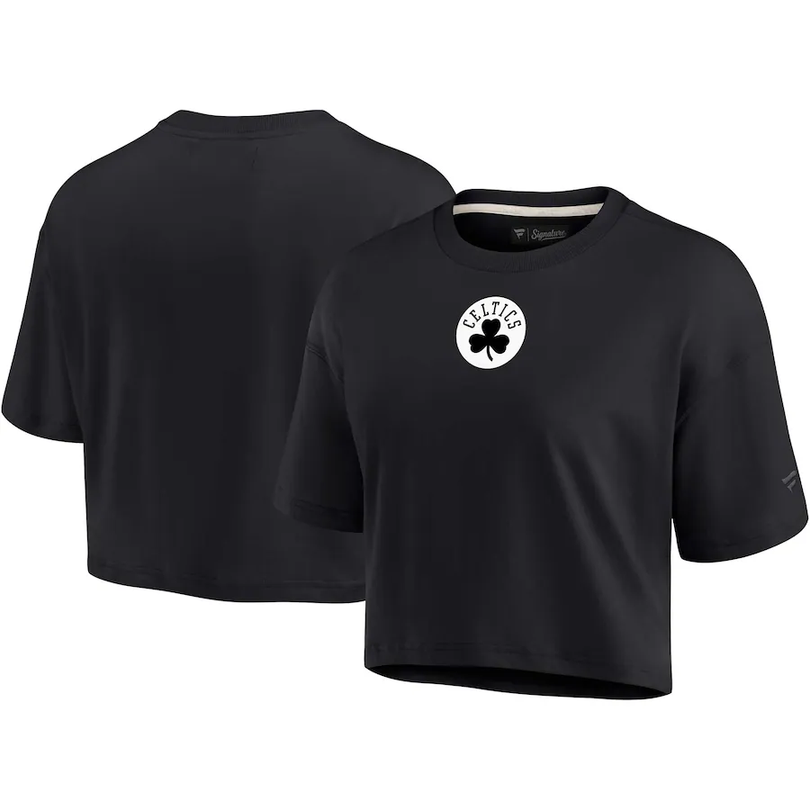 Women's Boston Celtics Fanatics Black Elements Super Soft Boxy Cropped T-Shirt