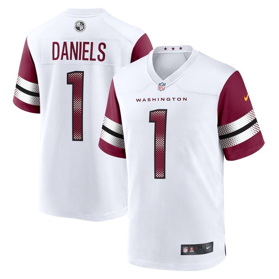 Men's Washington Commanders Jayden Daniels Nike White 2024 NFL Draft First Round Pick Player Game Jersey