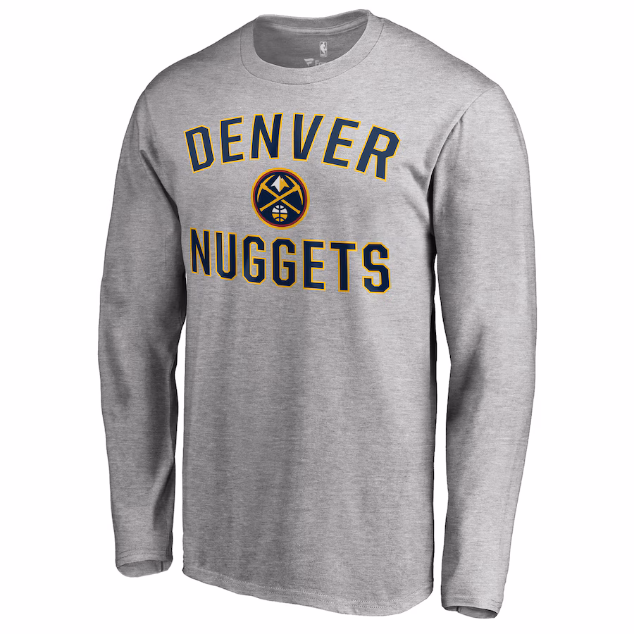 Men's Denver Nuggets Ash Victory Arch Long Sleeve T-Shirt