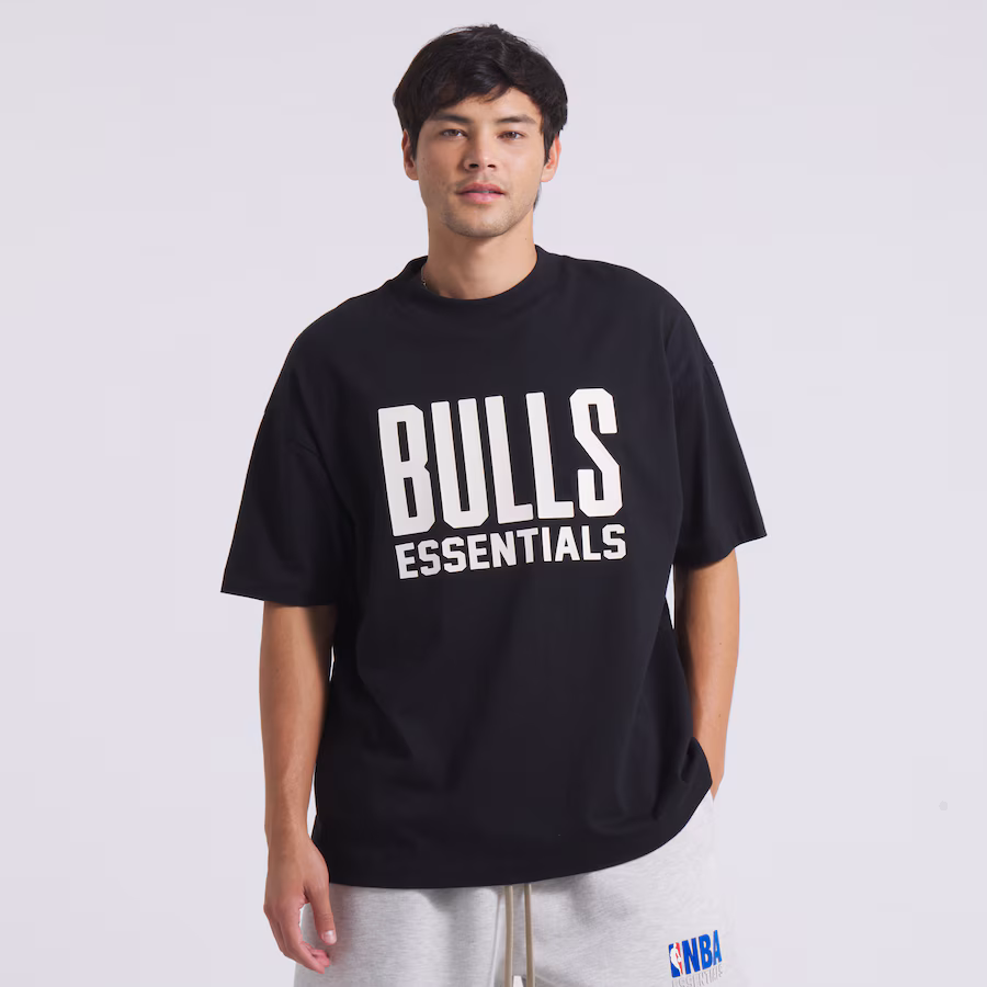 Unisex Chicago Bulls Fear of God Black NBA x ESSENTIALS T-Shirt