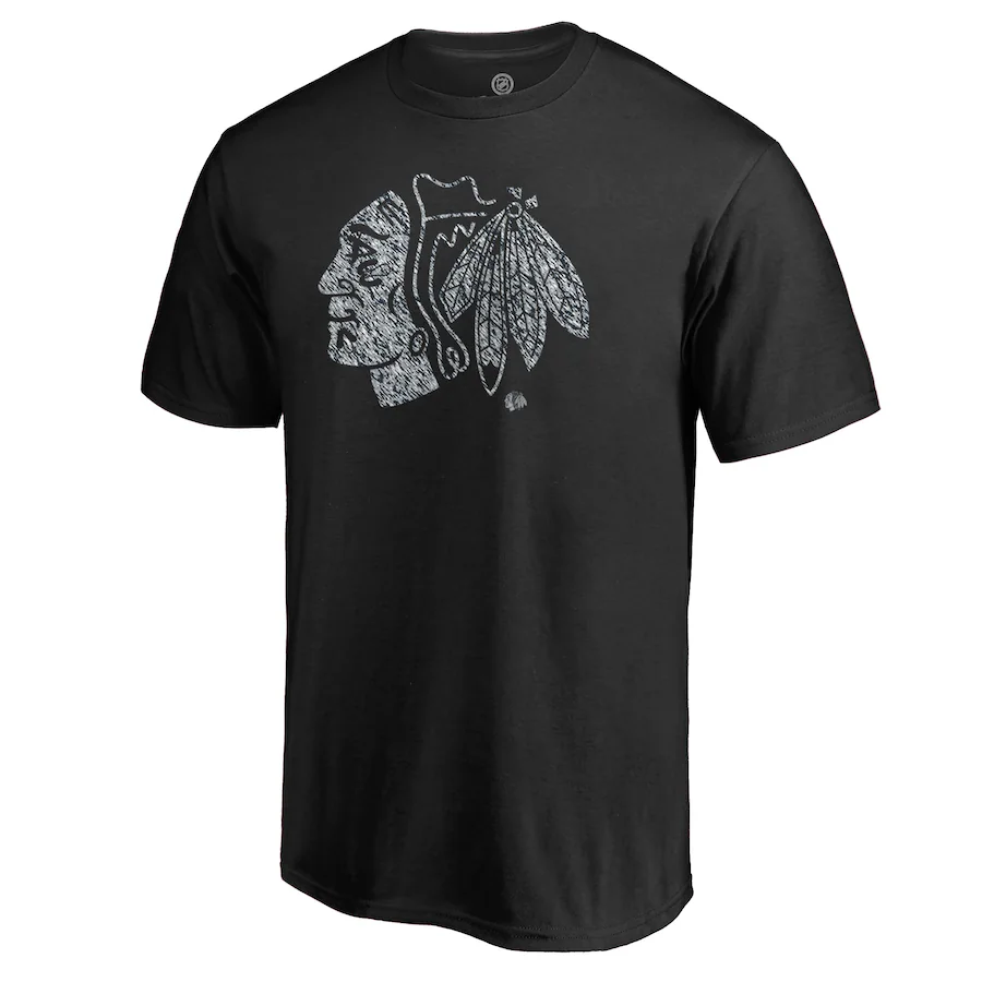 Men's Chicago Blackhawks Black Static Logo T-Shirt