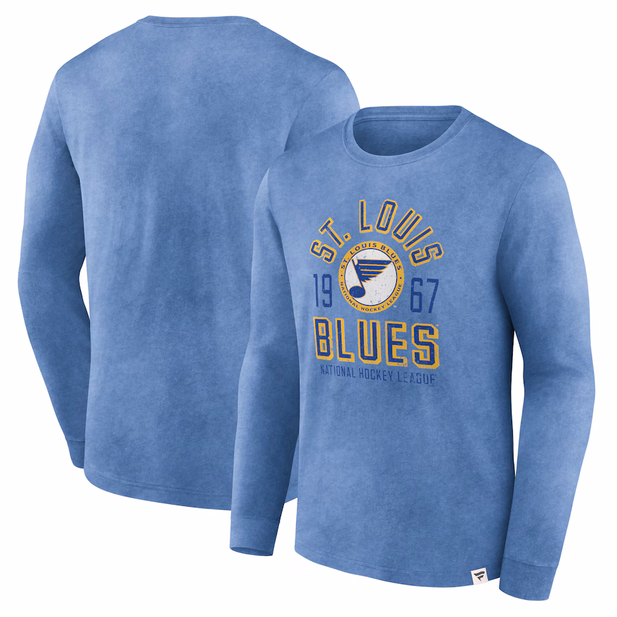 Men's St. Louis Blues Fanatics Heather Blue Keep The Zone Long Sleeve T-Shirt
