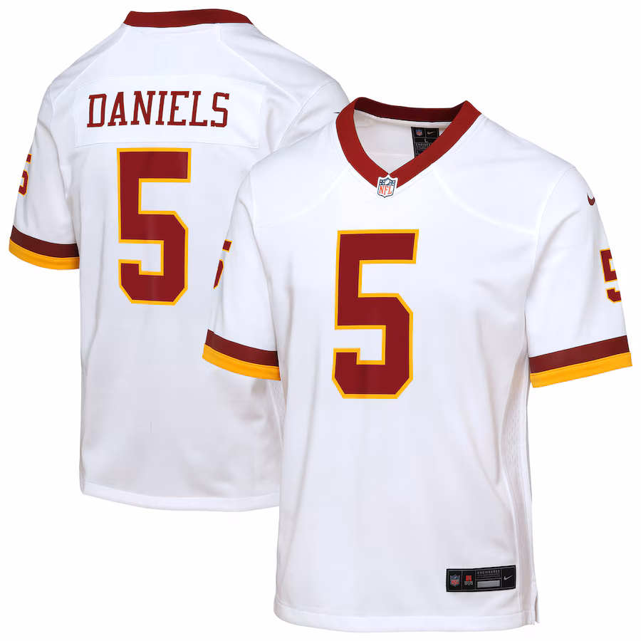 Youth Washington Commanders Jayden Daniels Nike White Game Super Bowl Era Jersey