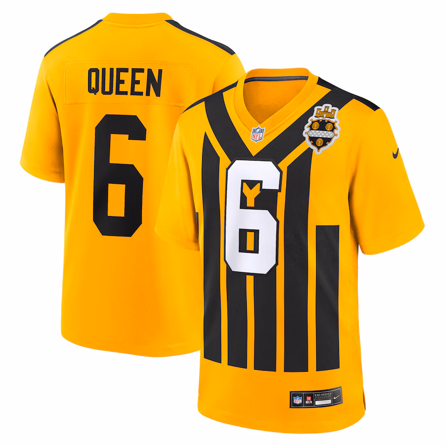 Men's Pittsburgh Steelers Patrick Queen Nike Gold Alternate 1933 Throwback Game Jersey