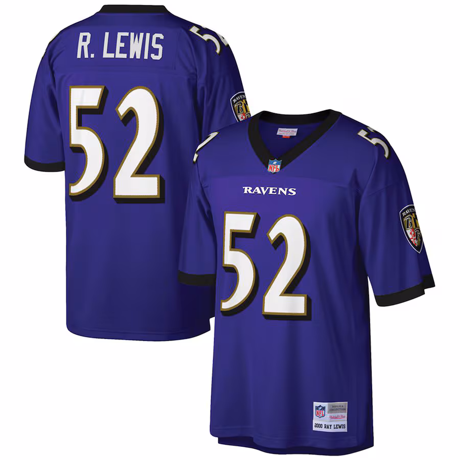 Men's Baltimore Ravens Ray Lewis Mitchell & Ness Purple Big & Tall 2000 Retired Player Replica Jersey