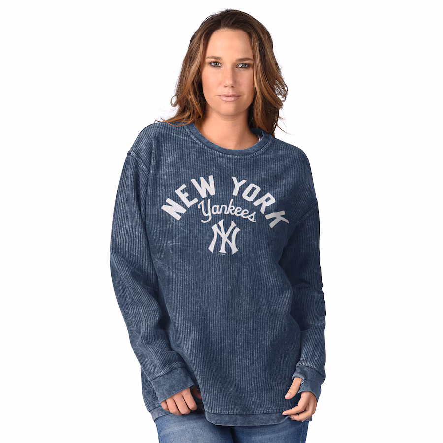 Women's New York Yankees G-III 4Her by Carl Banks Navy Comfy Cord Pullover Sweatshirt