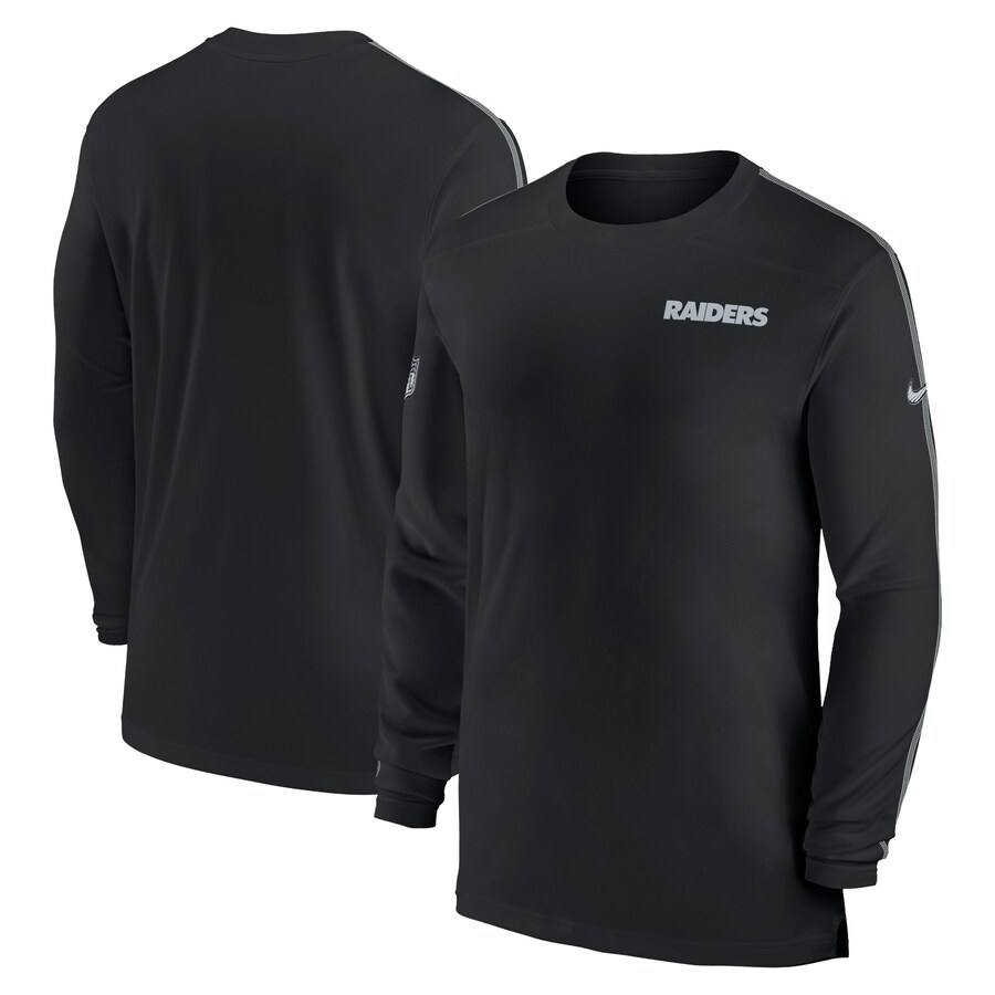 Men's Las Vegas Raiders Nike Black Sideline Coach UV Performance Long Sleeve T-Shirt