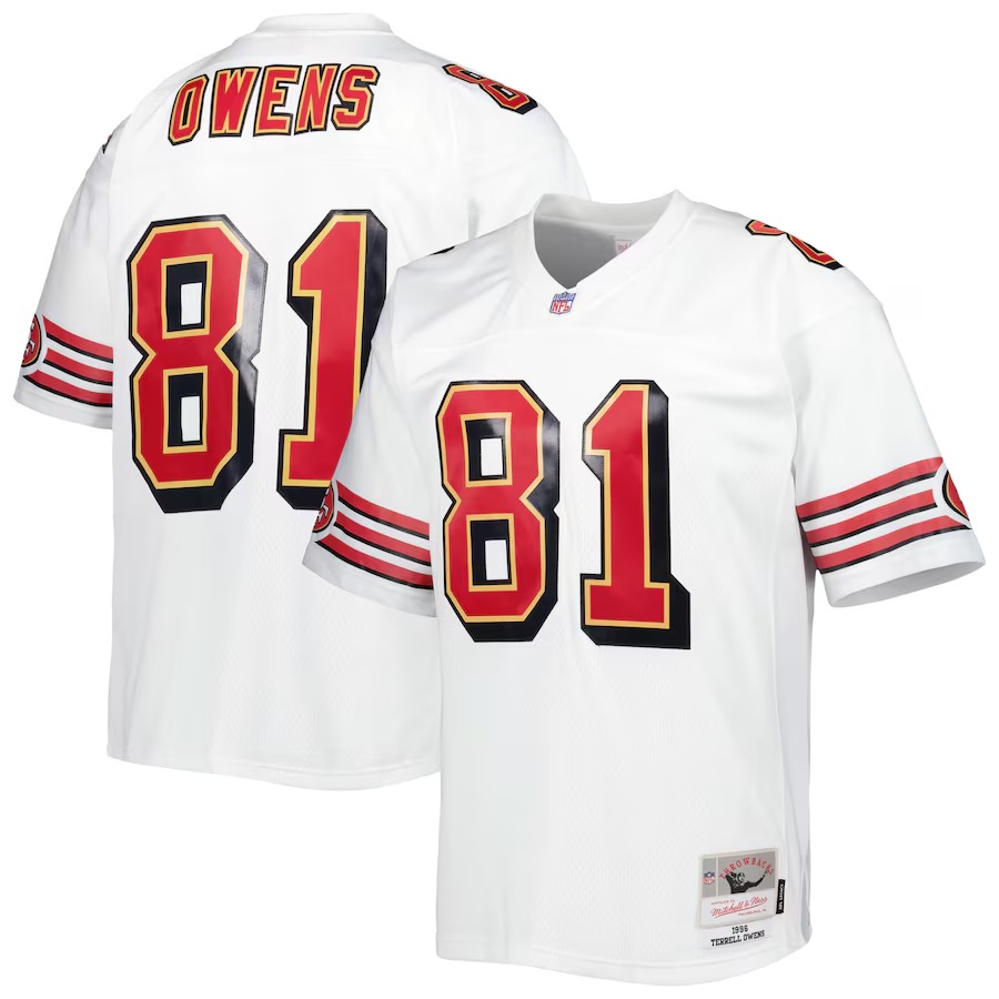 Men's San Francisco 49ers Terrell Owens Mitchell & Ness White Legacy Replica Jersey