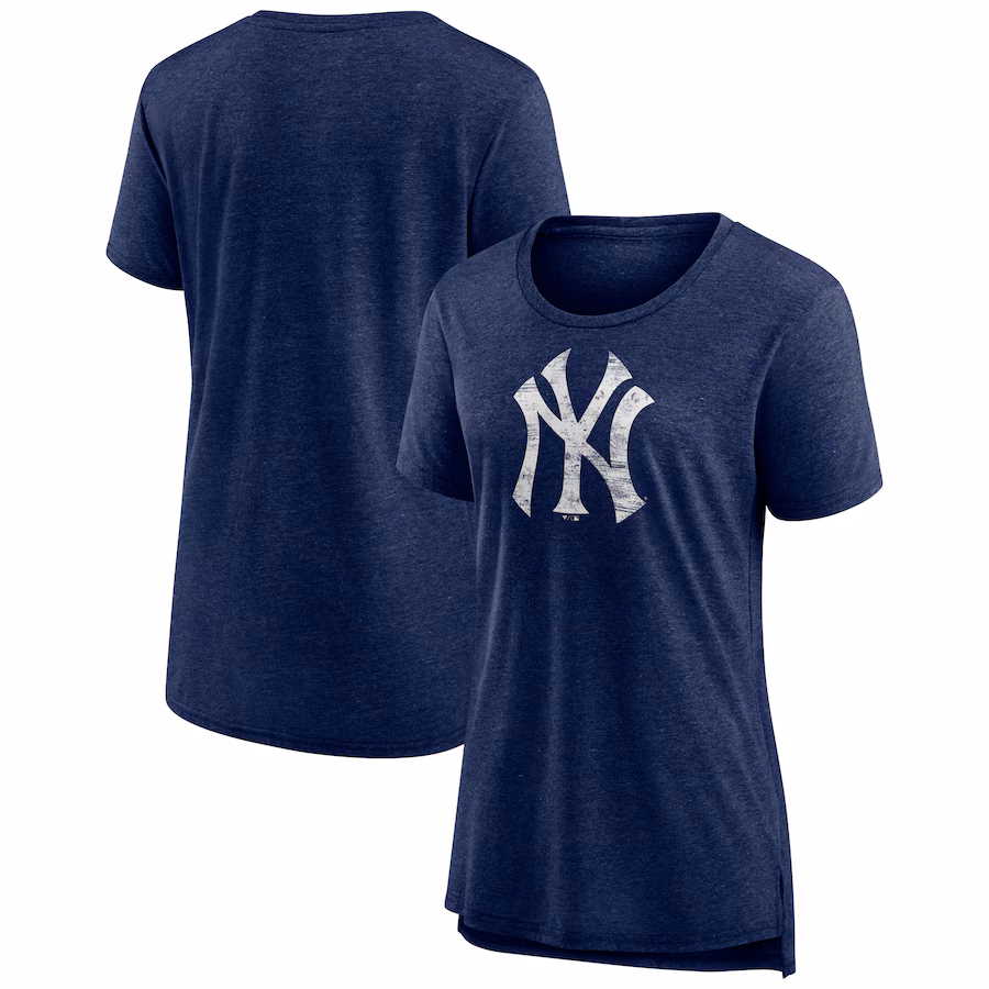 Women's New York Yankees Navy Weathered Official Logo Tri-Blend T-Shirt