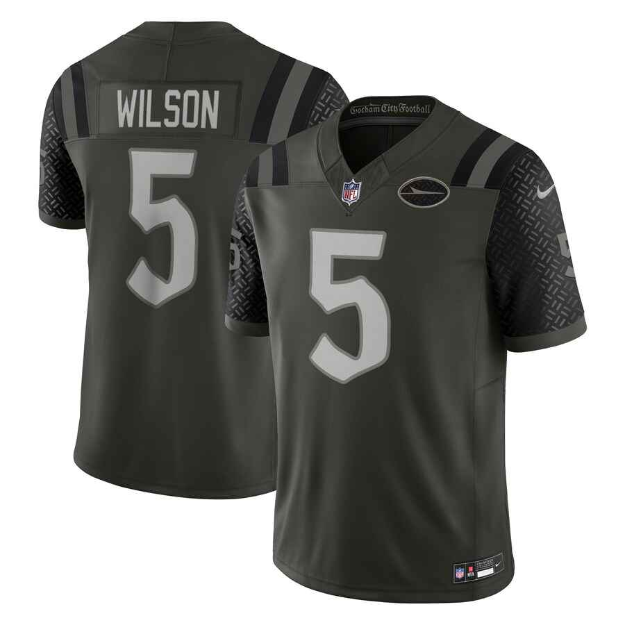 Men's New York Jets Garrett Wilson Nike Gotham Green 2025 Rivalries Collection Limited Jersey