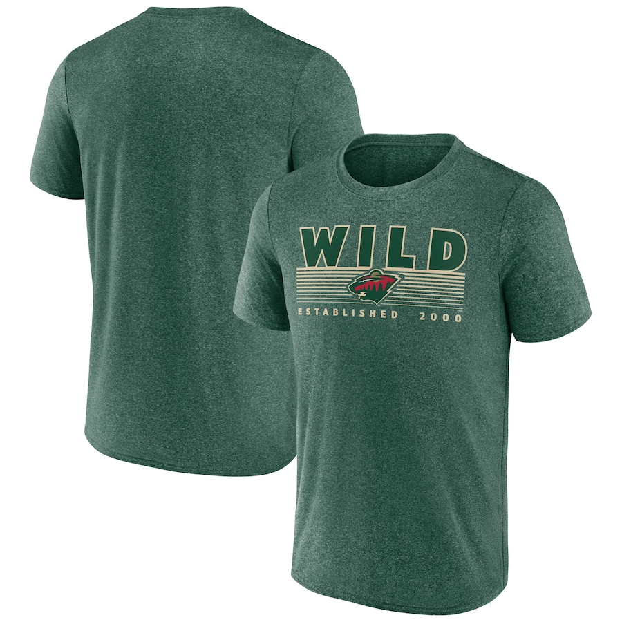 Men's Minnesota Wild Fanatics Heathered Green Prodigy Performance T-Shirt