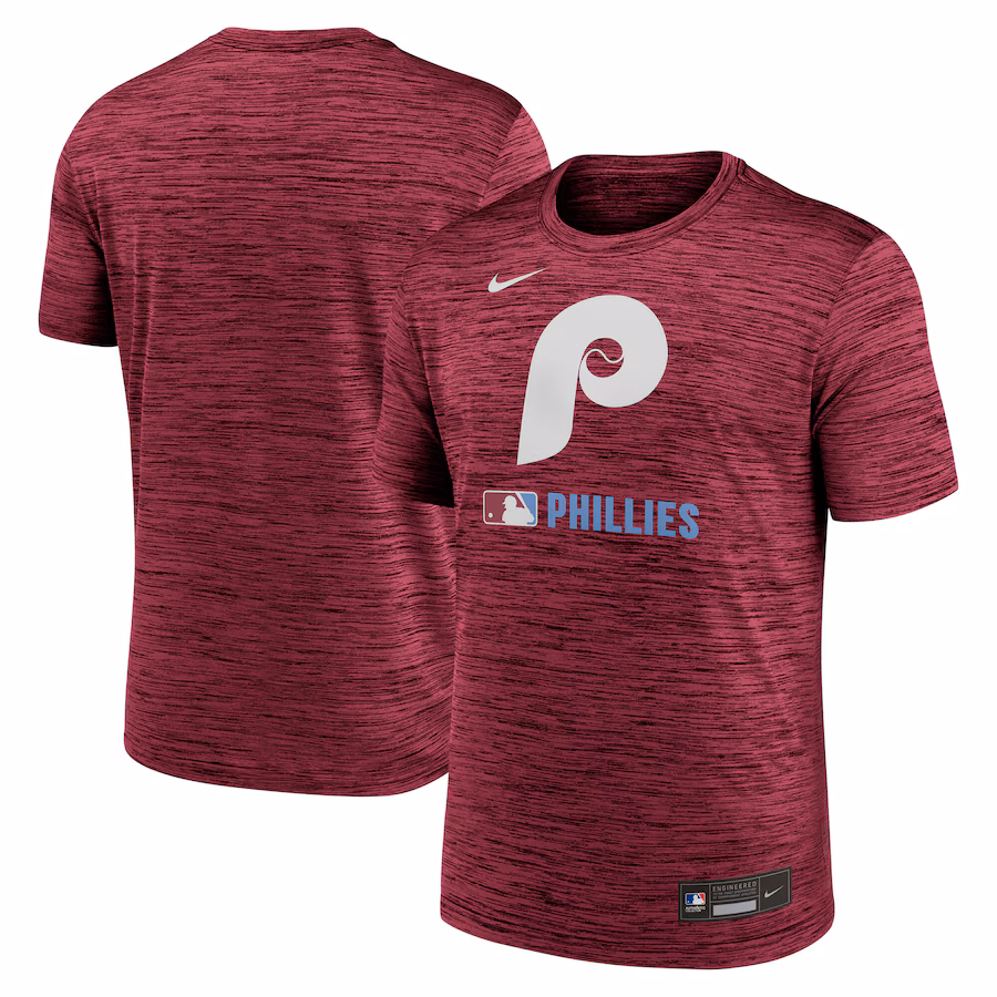 Men's Philadelphia Phillies Nike Burgundy Authentic Collection Velocity Performance Practice T-Shirt