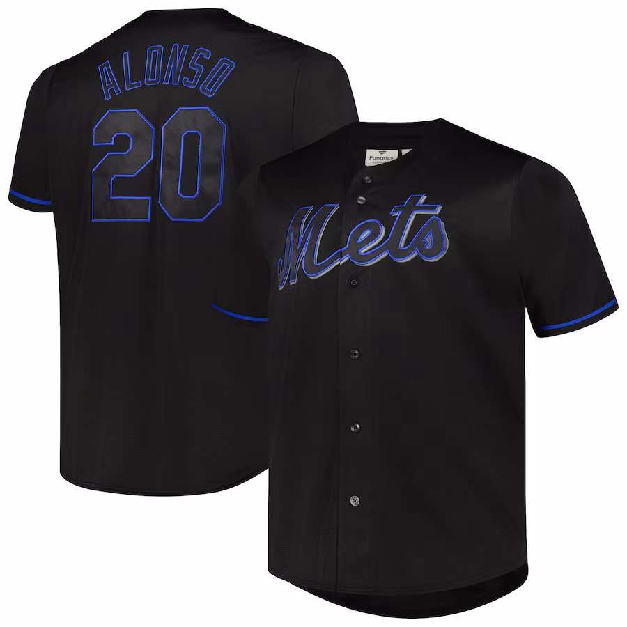 Men's New York Mets Pete Alonso Black Big & Tall Pop Fashion Jersey