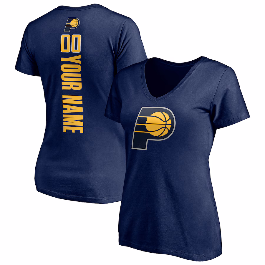 Women's Indiana Pacers Navy Playmaker Personalized Name & Number V-Neck T-Shirt