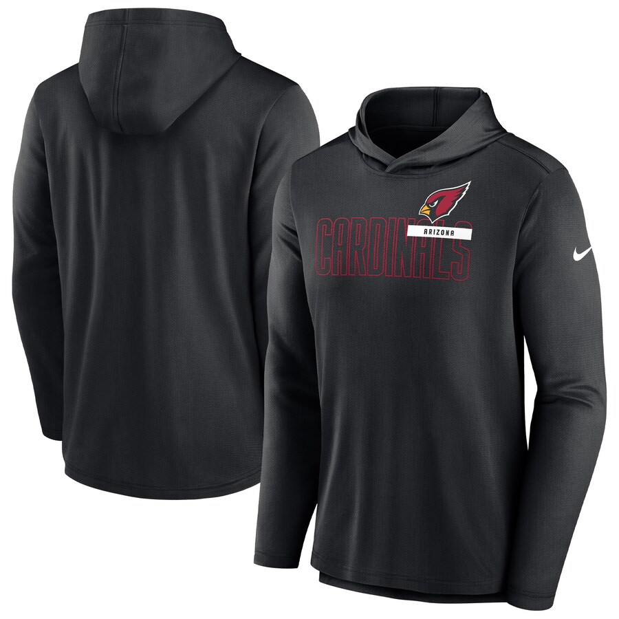 Men's Arizona Cardinals Nike Black Lightweight Performance Hooded Long Sleeve T-Shirt