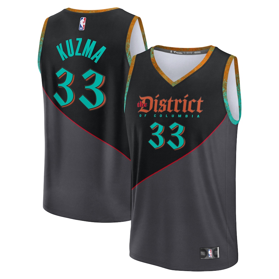 Youth Washington Wizards Kyle Kuzma Fanatics Black 2023/24 Fast Break Jersey - City Edition