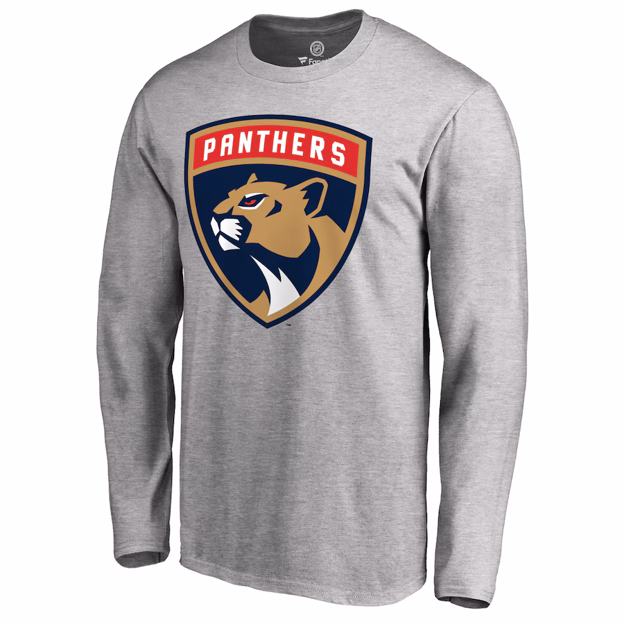 Men's Florida Panthers Heather Gray Primary Logo Long Sleeve T-Shirt