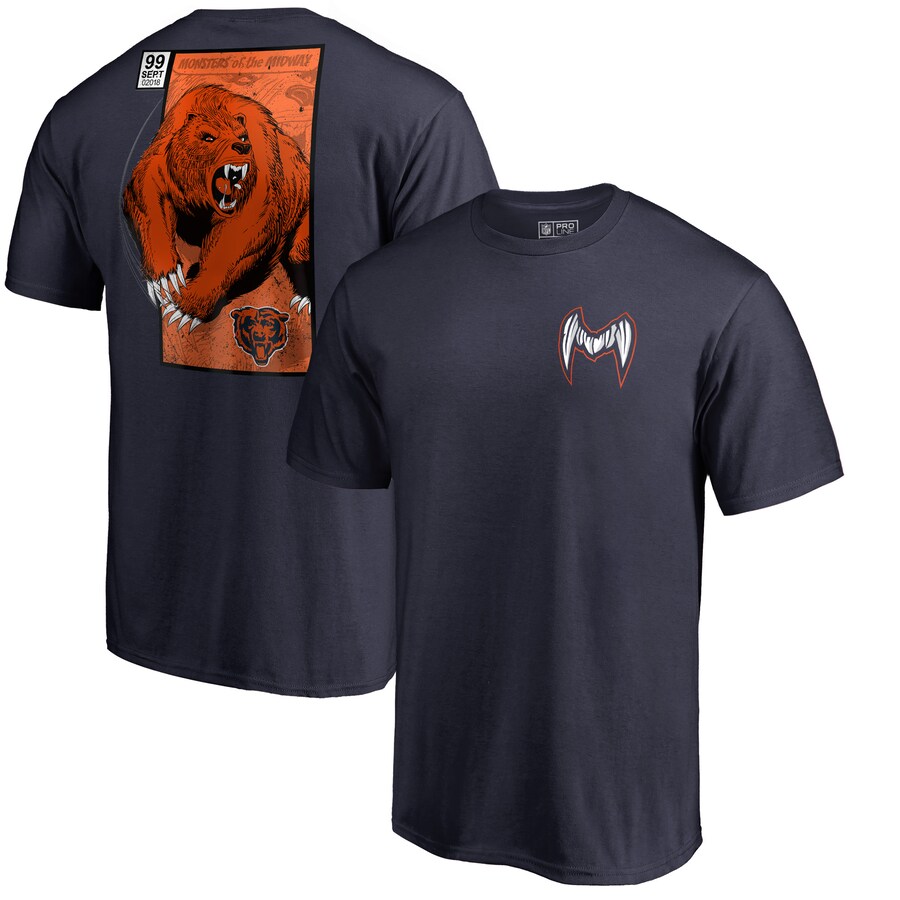 Men's Chicago Bears Navy Midway Monster T-Shirt