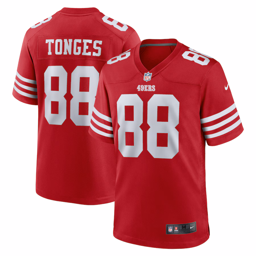 Men's San Francisco 49ers Jake Tonges Nike  Scarlet Team Game Jersey