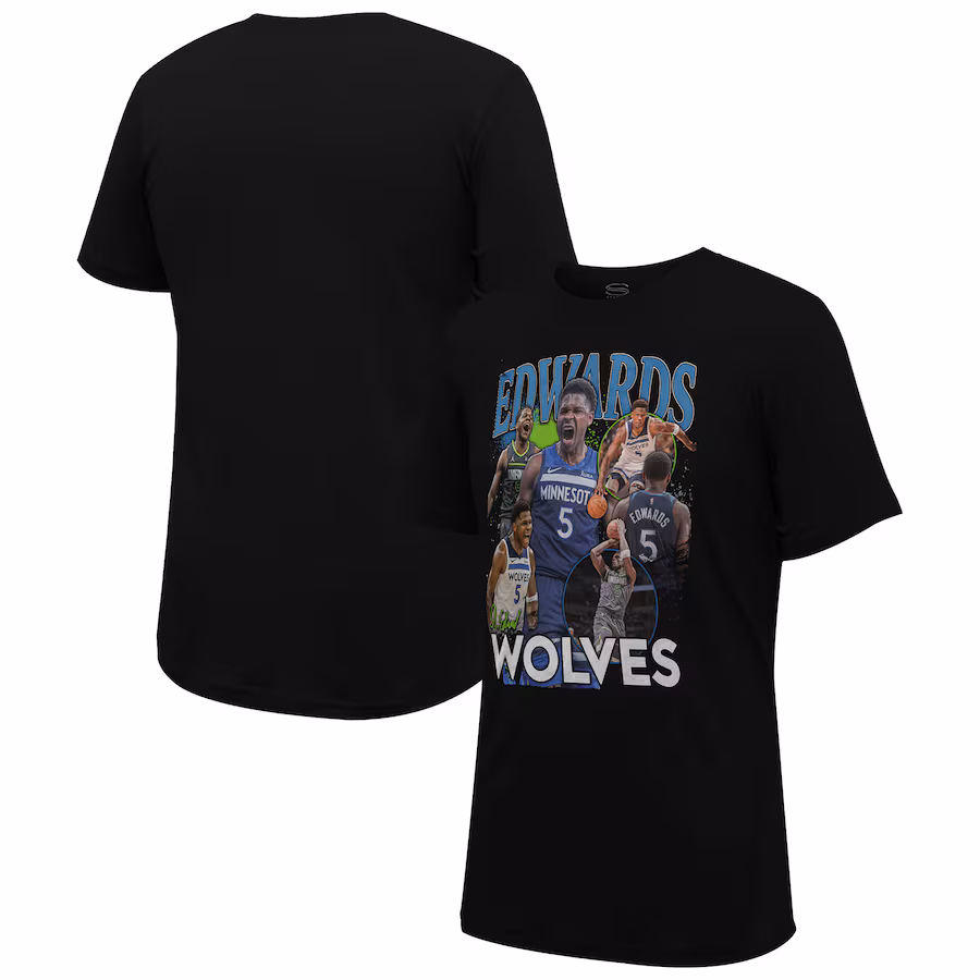 Unisex Minnesota Timberwolves Anthony Edwards Stadium Essentials Black Player Crossroads T-Shirt