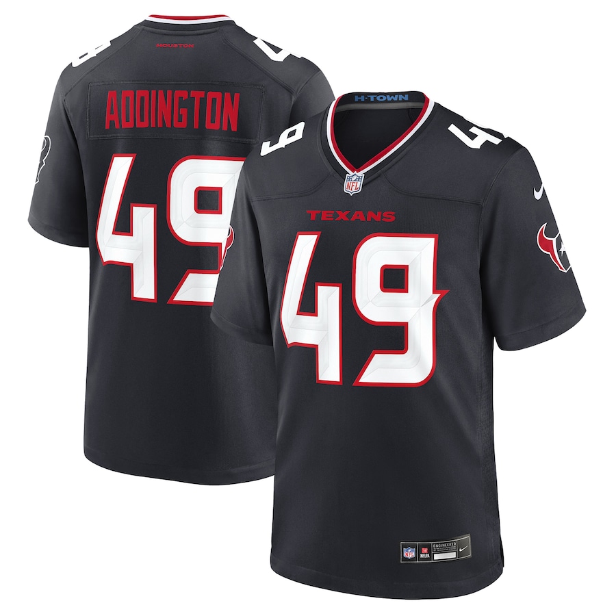 Men's Houston Texans Tucker Addington Nike Navy Team Game Jersey