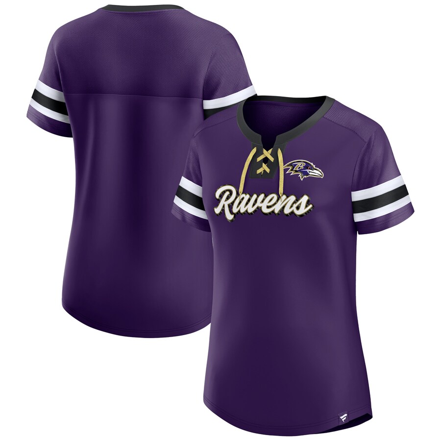 Women's Baltimore Ravens Fanatics Purple Original State Lace-Up T-Shirt