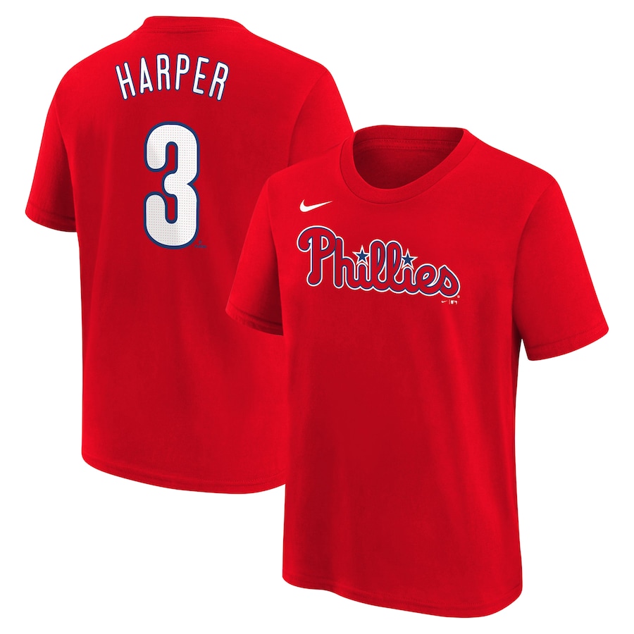 Youth Philadelphia Phillies Bryce Harper Nike Red Home Player Name & Number T-Shirt