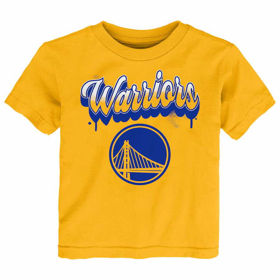 Youth Golden State Warriors  Gold Bubbly Script T-Shirt