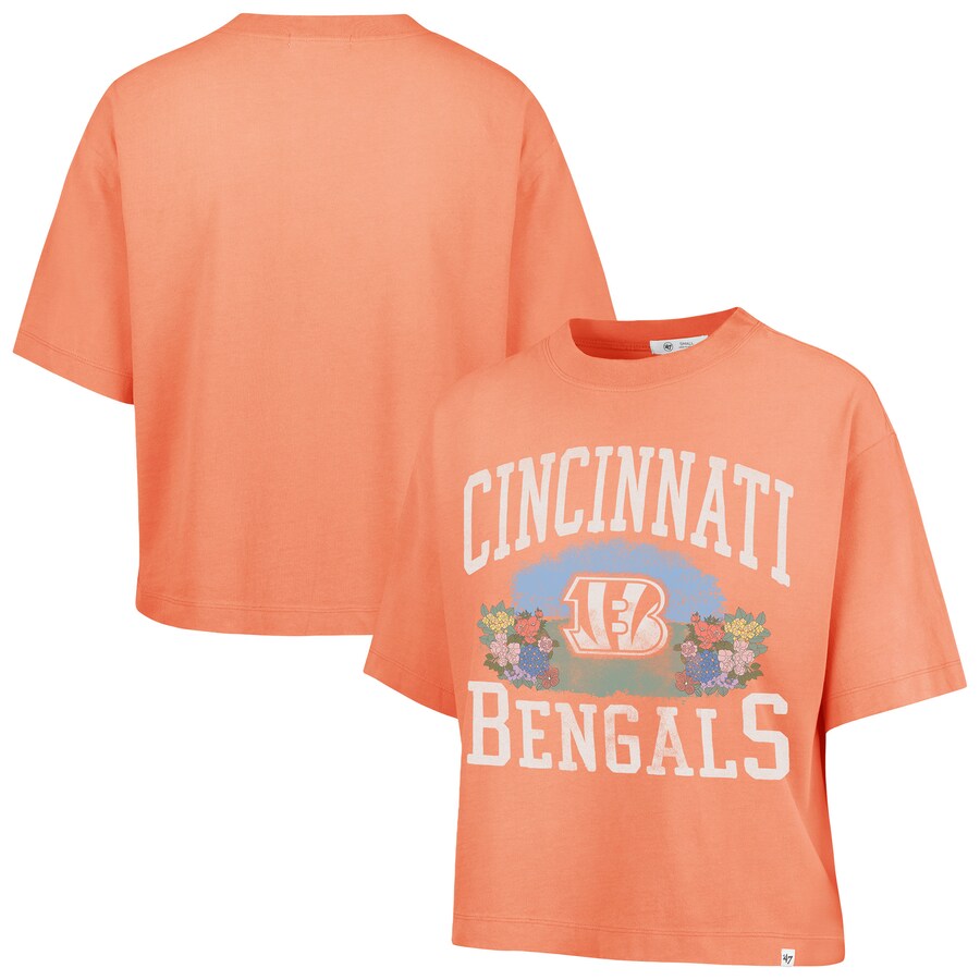 Women's Cincinnati Bengals  '47 Orange Florentina Montauk Cropped T-Shirt