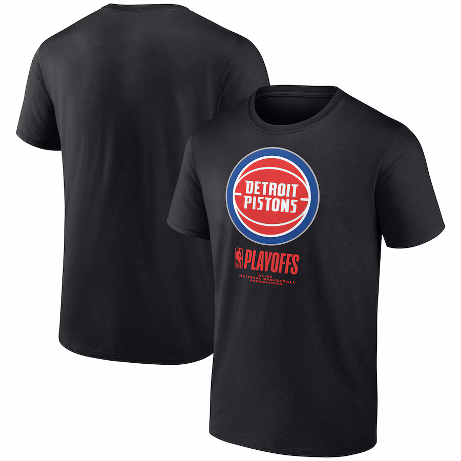 Men's  Detroit Pistons Black 2025 NBA Playoffs Alley Oop T-Shirt