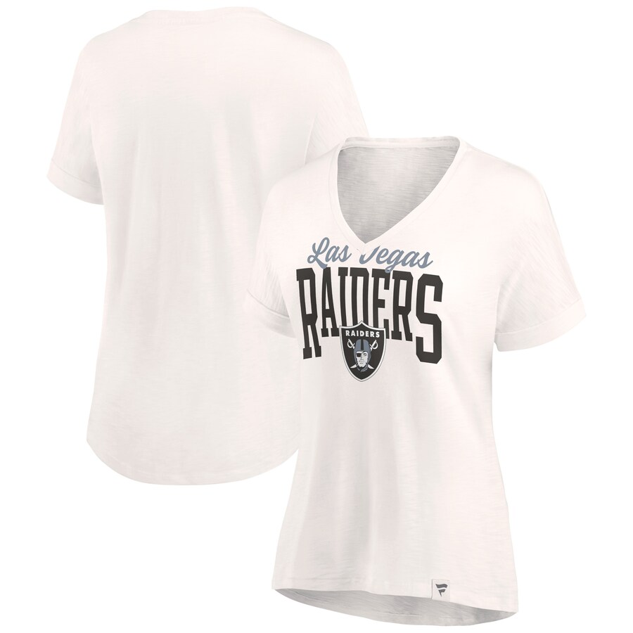 Women's Las Vegas Raiders Fanatics Oatmeal Motivating Force Lightweight V-Neck T-Shirt