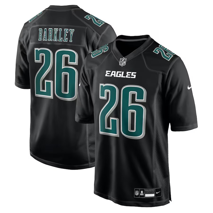 Men's Philadelphia Eagles Saquon Barkley Nike Carbon Black Fashion Game Jersey