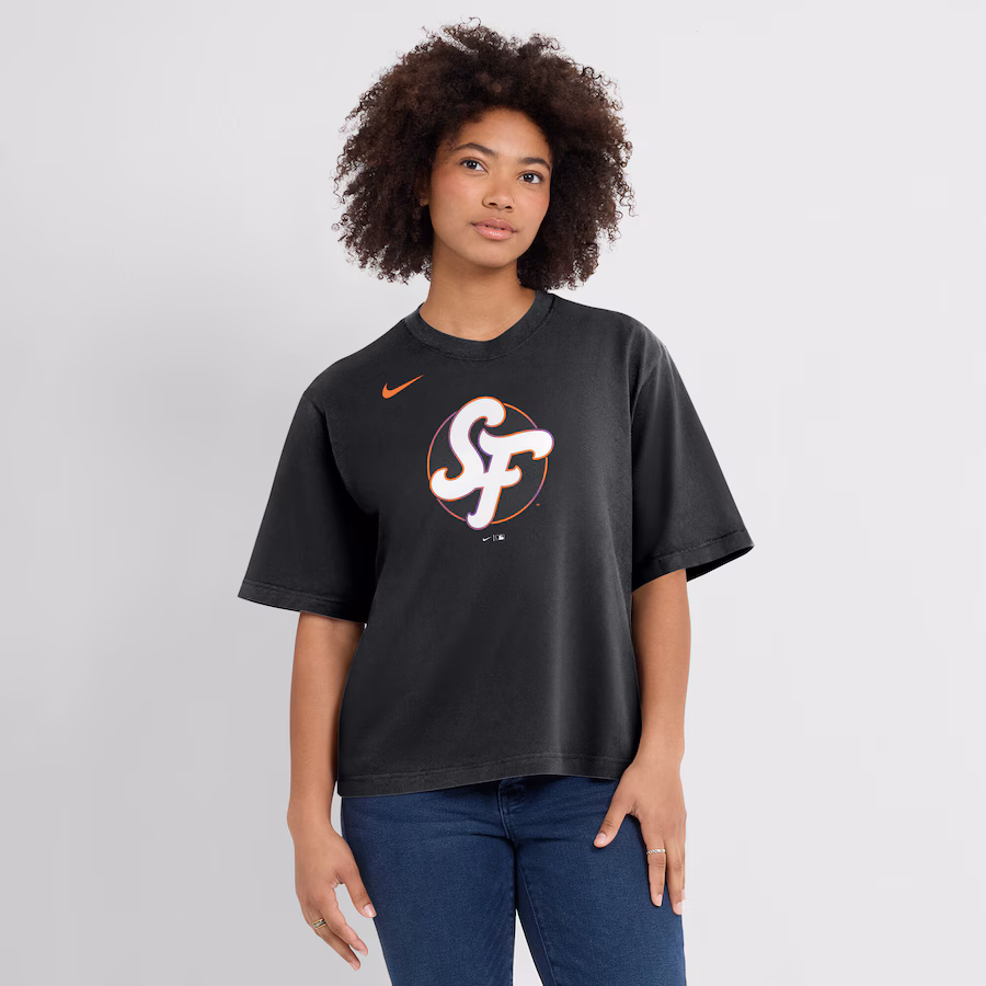 Women's San Francisco Giants Nike Black 2025 City Connect Logo Boxy T-Shirt