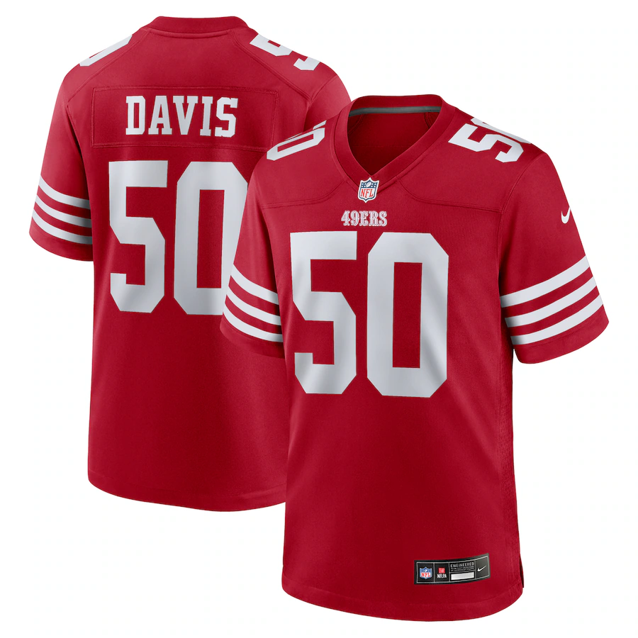 Men's San Francisco 49ers Khalil Davis Nike Scarlet Team Game Jersey