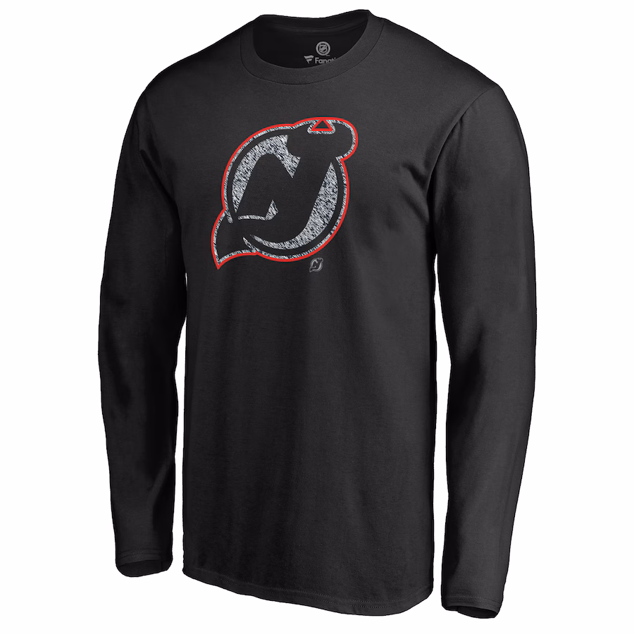 Men's New Jersey Devils Black Static Logo Long Sleeve T-Shirt