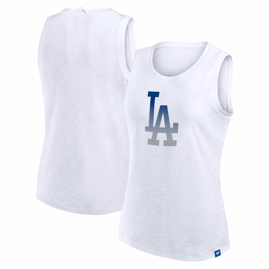 Women's Los Angeles Dodgers Fanatics White Activate Slub Tank Top