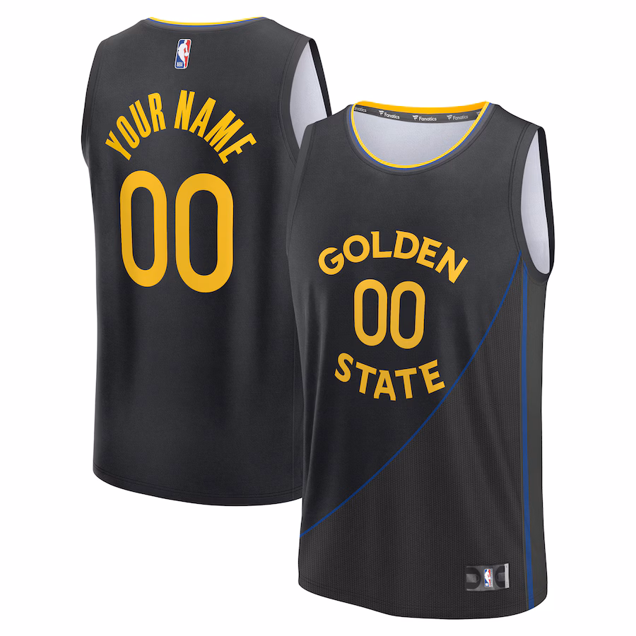 Youth Golden State Warriors Fanatics Black Fast Break Custom Jersey - Statement Edition