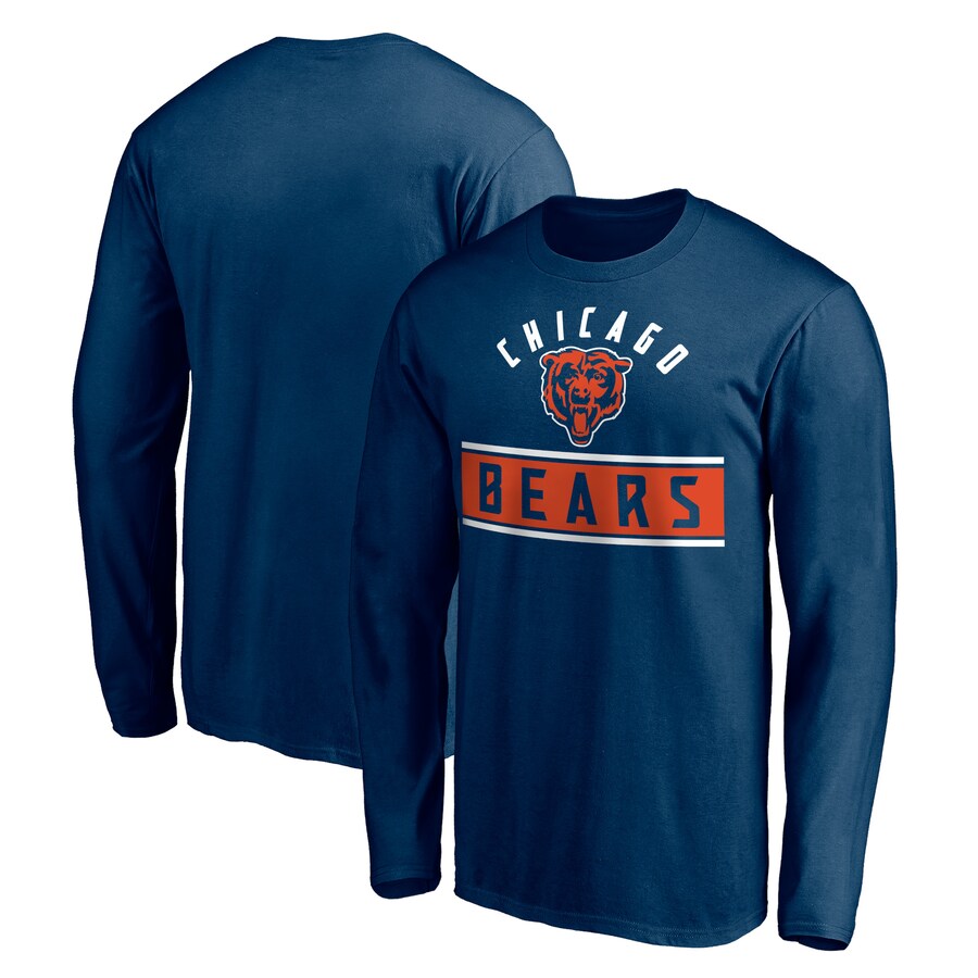 Men's Chicago Bears Navy Team Arch Knockout Long Sleeve T-Shirt
