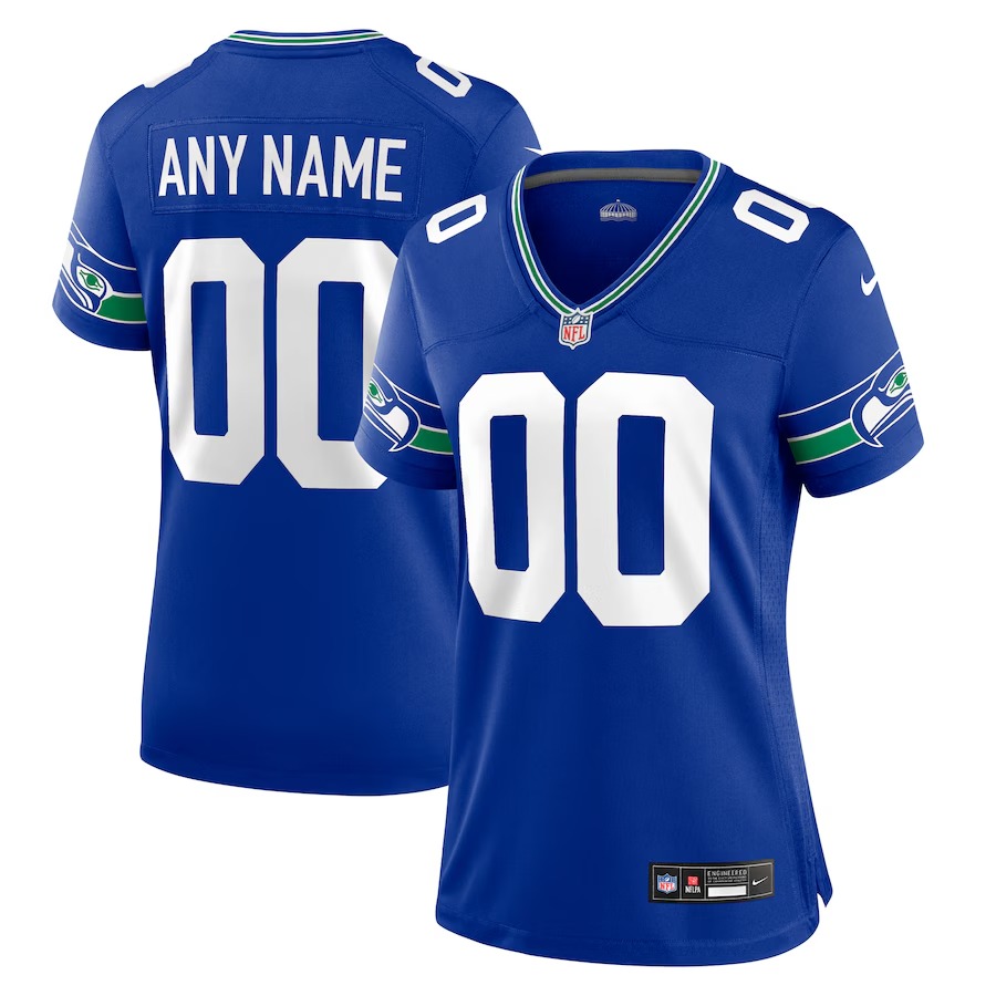 Women's Seattle Seahawks Nike Royal Throwback Custom Jersey