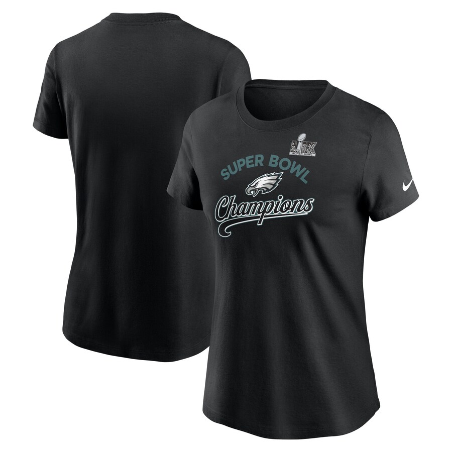 Women's Philadelphia Eagles  Nike Black Super Bowl LIX Champions Tailsweep T-Shirt