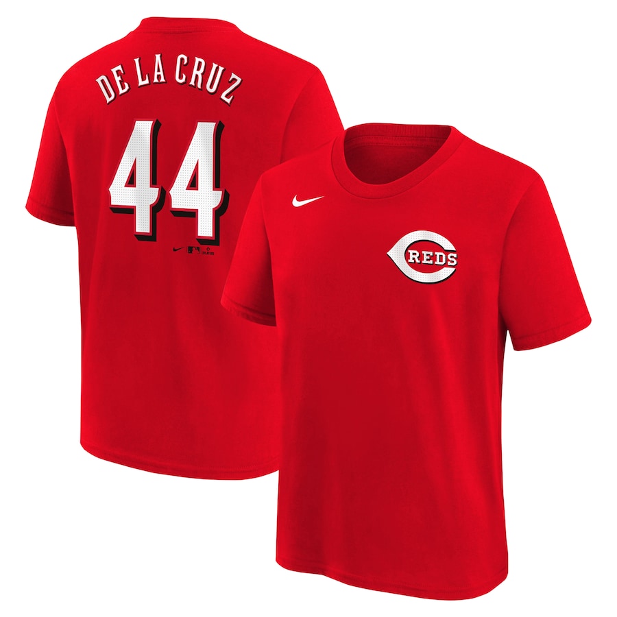 Youth Cincinnati Reds Elly De La Cruz Nike Red Home Player Name & Number T-Shirt