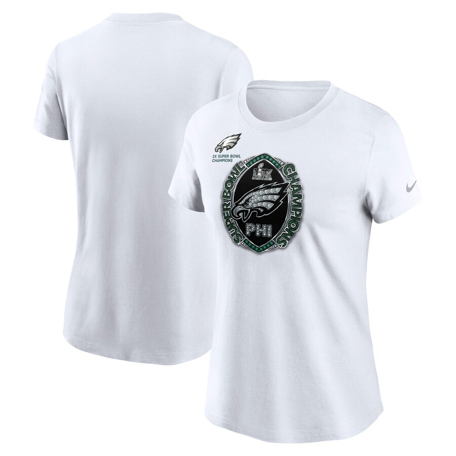 Women's Philadelphia Eagles  Nike White Two-Time Super Bowl Champions Ring T-Shirt
