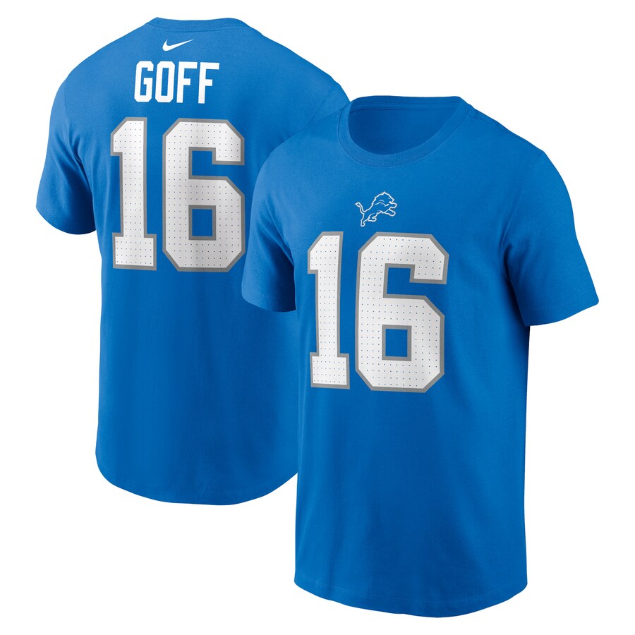 Men's Detroit Lions Jared Goff Nike Blue Name & Number T-Shirt
